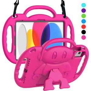 SUPLIK Kids Case for New iPad 11th Gen (A16) 11-inch 2025 & 10th Generation 10.9" 2022 & Air 11" 2025/2024 & Air 5th/4th Gen & Pro 11, Durable Shockproof Cover with Shoulder Strap Handle Stand, Pink