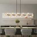 Dining Room Chandelier 70 Inch Modern Linear Chandelier 22 Lights Clear Glass Globe Pendant Light Sputnik Light Fixture for Kitchen Island, Living Room, Farmhouse