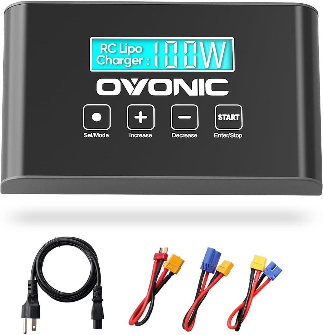 OVONIC Mate1 Lipo Battery Charger 100W 10A 1s-6s Smart RC Battery Chargers with XT60 Balance Charger Compatible for 1-6s LiPo/Life, 3-18S NiMH (Upgraded Version - Without Balance Board)