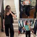 Xiaoxuemeng Womens Baggy Wide Leg Pants Casual Elastic Waisted Palazzo Harem Pants with Pockets (Black, XS)