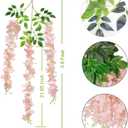 Wisteria Hanging Flowers 12 Pack Artificial Flowers Fake Wisteria Vine Rattan Hanging Garland Silk Flowers String for Party Home Wall Greenery Wedding Decor (Light Pink)
