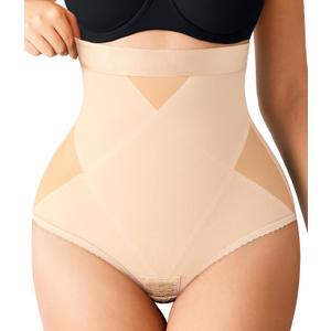 Nebility Tummy Control Shapewear Panties for Women - High-Waist Postpartum Shapewear Brief Body Shaper Girdle Butt Lift Beige