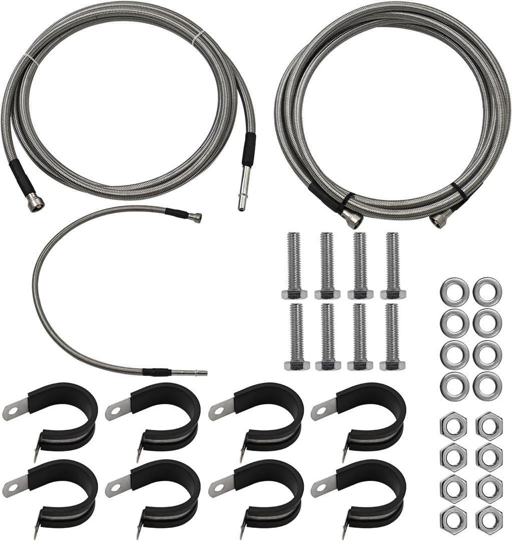 819-874 20832565 Front Flexible Stainless Steel Braided Fuel Line Compatible with Chevy Silverado for GMC Sierra 2004-2010, 919-874, 20832563