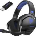 NUBWO Wireless Gaming Headset with Mic for Ps5 Ps4 PC, Zero Interference, 100-Hour Battery All-Day Play, 23ms Sync for Fortnite & Call of Duty/FPS Gamers, Triple Mode All Devices Compatible - Blue