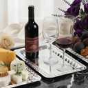 6-Pack Silver Serving Trays Set (14" x 9") Swirl Floral Engraved Serving Platters for Parties, Weddings, Birthdays, Festive Occasions Mirror Trays for Charcuterie, Cookies, Desserts, Snacks, Fruit