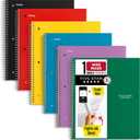 Five Star Spiral Notebook + Study App, 6 Pack, 1 Subject, Wide Ruled Paper, 8" x 10-1/2", 100 Sheets, Fights Ink Bleed, Water Resistant Cover, Assorted Colors (38042)