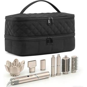 Hair Travel Carrying Case Compatible with Shark Flex Style/Dyson Airwrap, Double-Layer Hair Drying Storage Case for Shark SpeedStyle Hair Dryer & Accessories, Black