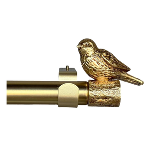 Adjustable 72-144" Brushed Gold Curtain Rod for Window, Antique Bird Finial
1-1/8" Dia Heavy Duty Bird Curtain Rods for 68-140" Width Window, Single Rod Vintage Decorative Drapery Rods for Living Room
