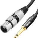 Tisino Female XLR to 1/4 (6.35mm) TS Mono Jack Unbalanced Microphone Cable Mic Cord for Dynamic Microphone - 16 FT/5 Meters | Unbalanced XLR Female to 1/4" TS Mono Jack Mic Cord for Dynamic Microphones/Mixers/Amp, Shielded OFC 20AWG Mic Cord
