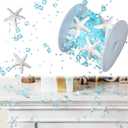 Christmas Ocean Coastal Garland 32.8 Ft Starfish Seashell Garland For Christmas Tree Beach Starfish Seashell Decor Nautical Xmas Tree Ornament For Holiday Party Fireplace Home Bathroom Decor (Blue)