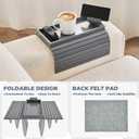 LOVYANXUE Bamboo Sofa Arm Tray, Anti Falling Couch Arm Tray Armrest Table with 360 Rotating Phone Holder, Foldable and Portable Sofa Armrest Trays Cup Holder for Drink,Cups, Phone, Snacks, Remote, Gray