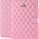 Case for iPad (A16) 11th Gen 11-inch 2025/10th Gen 10.9-inch 2022, Cute Bling Girly Crown Rhinestones Diamond PU Leather Smart Auto Sleep/Wake Stand Full Body Case for Apple iPad 11 10(Pink)