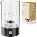 Cold Foam Maker, 9oz Automatic Cold Milk Frother Handheld-free, Electric Whisk Drink Mixer for Lattes,Cappuccinos,Macchiato (Deep Black)