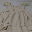 LYANER Women's Tie Back Off Shoulder Wrap Layer Ruffle Short Sleeve Mini Dress (Small, Beige)