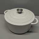 EDGING CASTING Dutch Ovens Enameled Cast Iron Covered 5.5 Quart Dutch Oven with Dual Handle for Bread Baking, White
