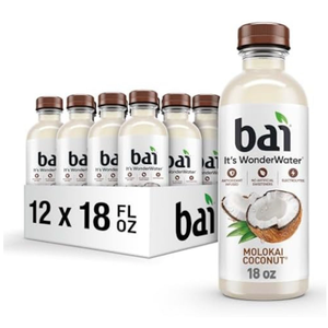 Bai Antioxidant Infused Water Beverage, Molokai Coconut, with Vitamin C and No Artificial Sweeteners, 18 Fluid Ounce Bottle, 12 Pack, BB APR152026