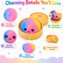 Colorful Dumpling Squishies Toys with Food Steamer,Squeeze Dough Fidget Sensory Stress Balls,Stretchy Hand Desk Toys for Stress Relief Squishies Dumpling Gifts,Pink&Blue&Yellow