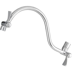 Voolan All Metal Shower Head Extension Arm, 14 Inch Curved Solid Brass Adjustable Shower Arm, Universal Connection Pipe, Flexible Height, Chrome