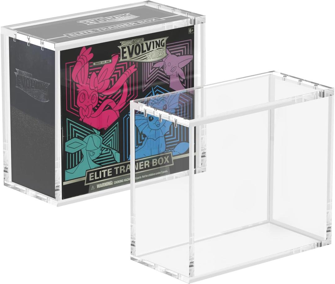Acrylic ETB Case Magnetic Closure - Elite Trainer Box Protector 8mm + 4mm Thick Acrylic Display Case 6 Magnets 5mm Diameter Easy Top Loading Compatible with Elite Trainer Boxe(Case Only)