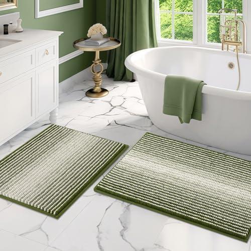 BSICPRO Bathroom Rugs and Mats Sets, 2 Piece Thick Absorbent Chenille Bath Mat Rug Set Non Slip, Soft Shaggy Bath Room Floor Mats for Bathroom, Machine Washable (Sage, 20" x 32" Plus 16" x 24") BSICPRO Bathroom Rugs and Mats Sets, 2 Piece Thick Absorbent Chenille Bath Mat Rug Set Non Slip, Soft Shaggy Bath Room Floor Mats for Bathroom, Machine Washable (Sage, 20" x 32" Plus 16" x 24")