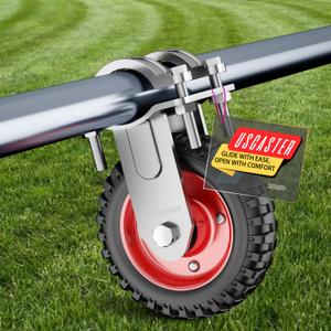 Gate Wheel for Metal Tube Gate with 1-1/4" Thru 2-1/4" OD,8 Inch Gate Caster,Heavy Duty Farm Gate Wheel for Metal Swing Gate Fence Support,550LBS Capacity (Red,1 Pack)