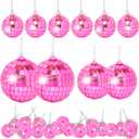 Pink Mini Disco Ball Decor: 28 Pack Hanging Mirror Ball Ornaments Different Sizes - Disco Balls Decorations Bulk for Party Christmas Tree Cake Room Birthday (1.2 Inch, 1.6 Inch, 2 Inch, 2.4 Inch)
