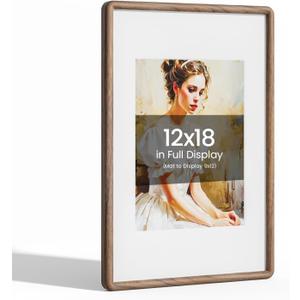 12x18 Picture Frame Natural Walnut Wood From CA-USA with Real Tempered Glass, Handcrafted 12 x 18 Diploma Frame Matted to 9x12 Photo,Certificate,Degree,Graduation Picture Display Wall Decoration