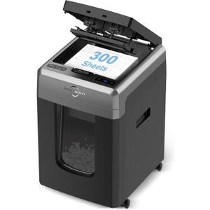 BONSEN 300-Sheet Auto Feed Paper Shredder, 60 Minutes Non-Stop Commercial Grade Heavy Duty Shredders for Office, 8.1 Gallon Micro Cut Document Shredder, P-4 Security Level,58dB Super Quiet (S3113) (Black)