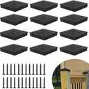 (12-Pack, Black) True I.D. 4x4 Inch Aluminum Pyramid Fence Post Caps with Screws, Wooden Fence Cover Deck Posts Cap with Matte Finish Powder Coated Surface - NOT for Actual 3.5"x3.5" Wood Post