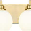 4-Light Brushed Gold Bathroom Vanity Light, Milk White Glass Globes