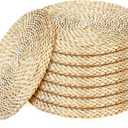 Sintuff 8 Pcs 16 Inch Straw Floor Cushions Classroom Large Pillow Seating Meditation Floor Pillow Boho Natural Woven Seat Cushion Japanese Tatami Cushion for Classroom Home Group Activity, 15.75 Inches Diameter, 0.59 Inches Thick