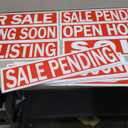 Juexica 12 Pcs Real Estate Rider Signs 24 x 6 Inch Coming Soon, for Sale, Pending, Sold Waterproof Signs Rider Real Estate with Different Messages(Red with White)