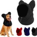 Dog Snood Winter Hood with Ear Protection, Fleece Neck Warmer for Dogs, (Black, Small)