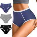 K-CHEONY Womens Underwear High Waisted Cotton Panties Full Coverage Soft Stretch Breathable Ladies Briefs 3 Pack, Medium