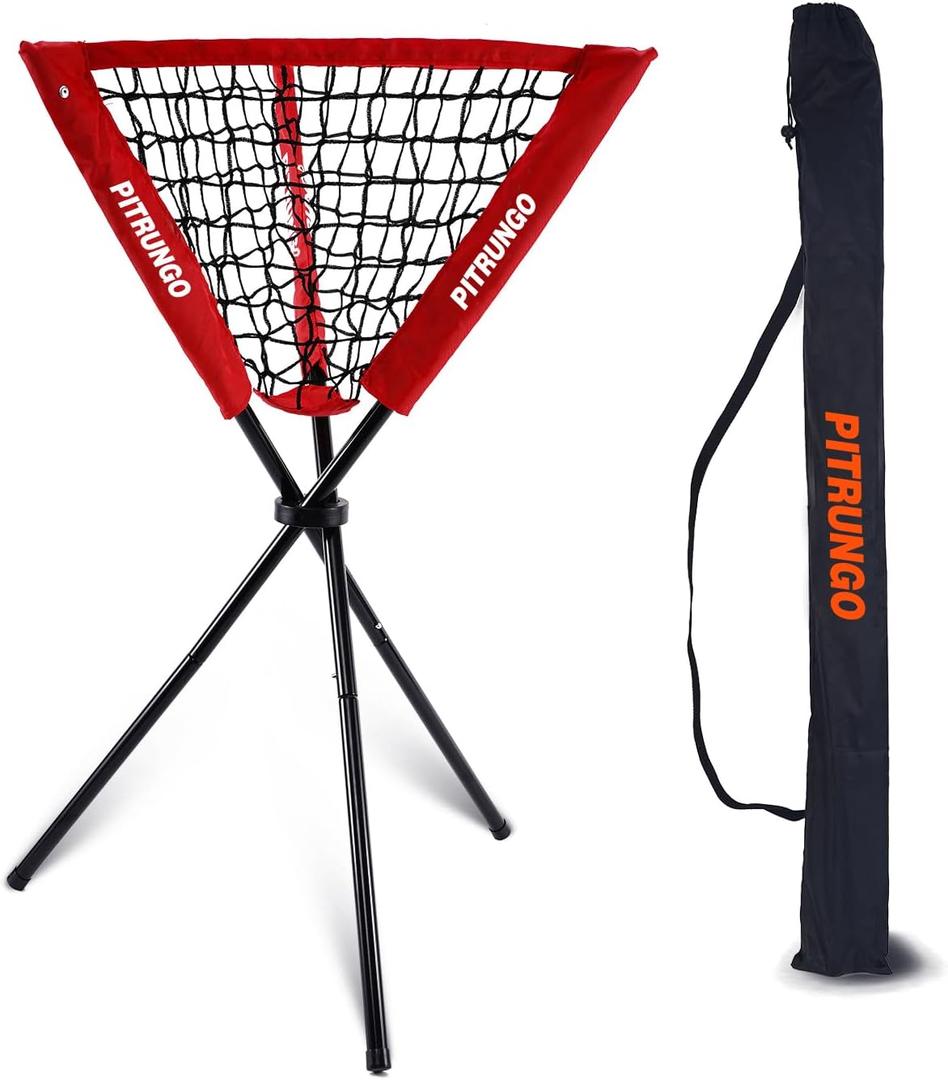 Baseball Softball Ball Caddy Portable Batting Practice Baseball Bat Bags | Use During Training and Drills | Save Your Back No More Bending | Holds up to 60 Baseballs | Instant Setup