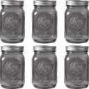 WELLIFE Wide Mouth Mason Jars 32 OZ, 6 Pack Mason Jars for Decor & DIY Crafts, Black Glass Storage Jars, Airtight jar, Fermenting, Pickling, Meal Prep