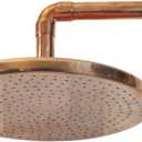 8-Inch Unlacquered Copper Rainfall Shower Head  Vintage Outdoor Shower Fixture with Natural Patina for Antique Look  Handcrafted, Eco-Friendly with Easy 1/2" Installation