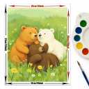 EnLvYY Paint by Numbers for Adults, DIY Acrylic Canvas Painting Kit, Three Bears Family in Flower Meadow, Gift for Beginners and Kids,12X16IN Framed