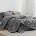 Love's cabin Queen Comforter Set Grey, 7 Pieces Queen Bed in a Bag, All Season Bedding Sets with 1 Comforter, 1 Flat Sheet, 1 Fitted Sheet, 2 Pillowcase and 2 Pillow Sham | Soft