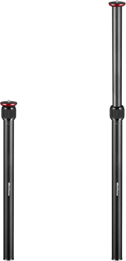 MINIFOCUS Tripod Extension, 2 Section Center Columns, 23.4" Alloy Aluminum Tripod Extender Tube Telescopic Stick Rod/Pole with 1/4" 3/8" Screw, Compatible with Tripods/Gimbal/Camera, Max Load 33lb