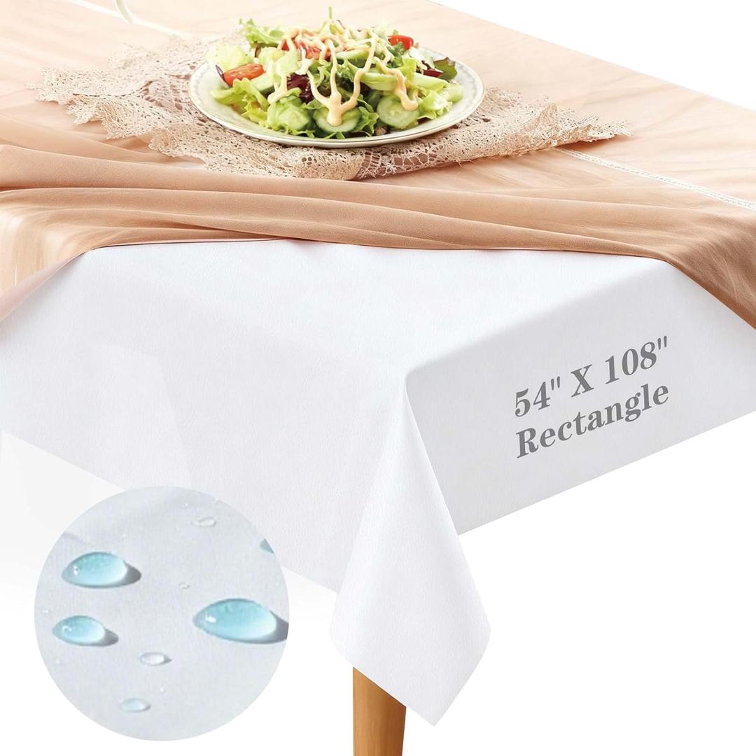 Table Pad Protector with Flannel Backing Cut to Fit Waterproof Heat Resistant Heavy-Duty Reusable Table Cloth 54" x 108" Rectangle Vinyl Table Padding Under Tablecloth