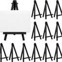 Chuangdi 12 Pieces 6.3 Inch Black Mini Wood Display Easel, Holder for Small Canvases, Cards, Photos, Notices, Etc
