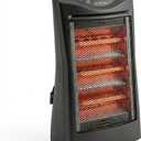 Comfort Zone Space Heaters for Indoor Use, Portable Electric Heater, Adjustable Thermostat, Infrared Heat, Quartz Tower Space Heater with 2 Heat Settings, Bedroom Heater, Black
