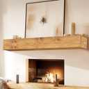 YLYHSST 60'' Fireplace Mantel, 6'' Thick Pine Wood Floating Shelf, Wood | Handcrafted Rustic Finish, Concealed Brackets, Scratch-Resistant Surface, And Easy Installation For Living Room Decor, 60x6x8-hollow, Wood