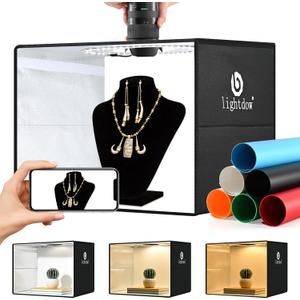 Lightdow 16"x12"x12" Photo Studio Light Box Photography with 120 LEDs (CRI>95), 6 Backdrops - Portable/Dimmable/Versatile Folding Shooting Tents for Toys/Jewelry/Watches/Cosmetics Photography