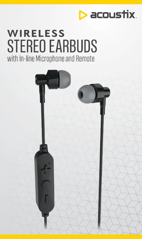 Acoustix Wireless Stereo Earbuds - Black