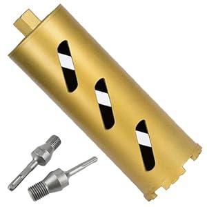 4.25" Dry Drill Core Bits for Cured Concrete with Rebar Brick Blonck Masonry etc 12.2in/ 310mm Drilling Depth，10mm Diamond Segment Height，2 Adapters