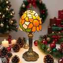 BMXKPO Tiffany Style Table Lamp,Sunflower Stained Glass Lamp,6 Inch Small Antique Bedside Lamp, for Bedroom Living Room Home,Included Dimmable LED Bulb 8W