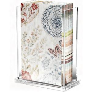 Acrylic Napkin Holder Clear Vertical Guest Towel Dispenser 4mm Thick, Waterproof Stackable Hand Towel Box for Bathroom Kitchen Dining Table Home Hotel, Modern Gift (Vertical)