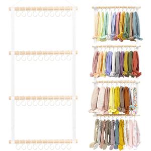 POVETIRE Headband Holder for Girls Baby Headband Organizer Head Bands Hair Accessories Display Organizer Wall Hanging Decor for Nursery Toddler Girl Room (White-1)